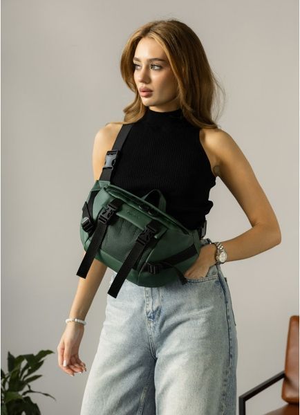 Большая женская поясная сумка бананка Sambag DynamicDart зеленая 80411007 фото