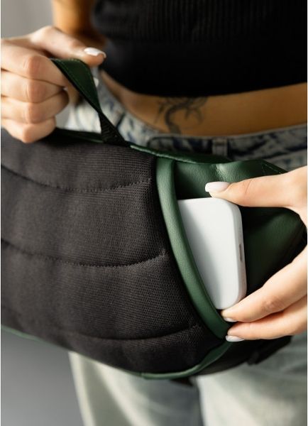 Большая женская поясная сумка бананка Sambag DynamicDart зеленая 80411007 фото