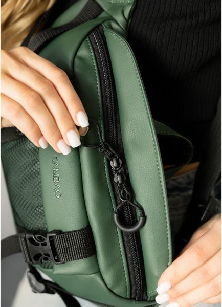 Большая женская поясная сумка бананка Sambag DynamicDart зеленая 80411007 фото