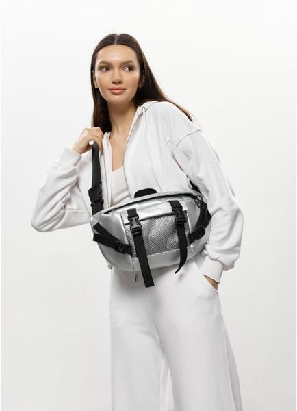 Велика жіноча поясна сумка бананка Sambag DynamicDart срібна 80411003 фото