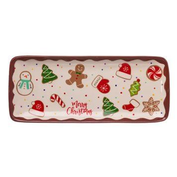 Блюдо сервировочное новогоднее для закусок Merry Christmas 34&times;14&times;2 (см) блюдо прямоугольное рождественское из фарфора CR-1-38 CR-1-38 фото