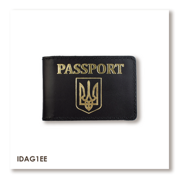 Обложка для ID-карты PASSPORT с гербом (чёрная, золотое тиснение) IDAG1DD фото
