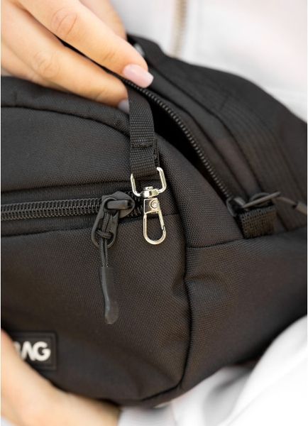Женская сумка через плечо бананка Sambag Flex черная тканевая 85351065 фото
