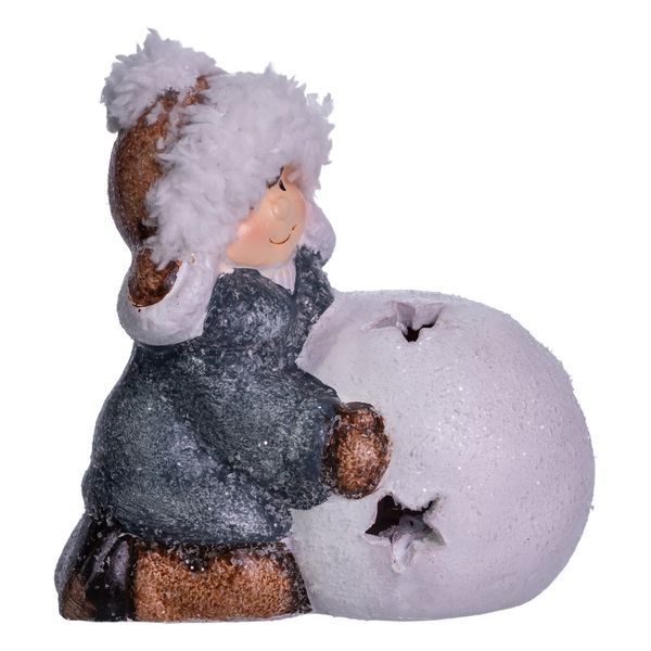 Новогодняя фигурка с подсветкой Девочка со снежным шаром из фарфора 11&times;7&times;12 (см) новогодний декор для дома в подарок CR-5-12 CR-5-12 фото
