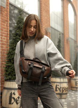 Велика жіноча поясна сумка бананка Sambag DynamicDart коричнева 80411020 фото