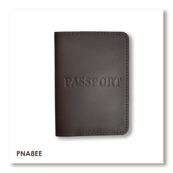 Обложка для паспорта с надписью PASSPORT (темно-коричневая, чистое тиснение) PNA8EE фото