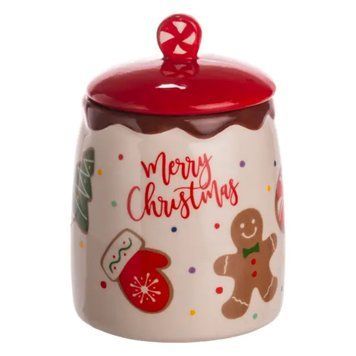 Банка для сыпучих продуктов с крышкой из фарфора 9&times;13 (см) Merry Christmas CR-1-42 CR-1-42 фото