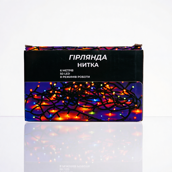 Новогодняя комнатная гирлянда Нить 6 м, 50 LED, белый провод, белое свечение W50LED6MWW фото