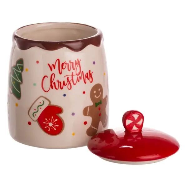 Банка для сипучих продуктів з кришкою з порцеляни 9&times;13 (см) Merry Christmas CR-1-42 CR-1-42 фото