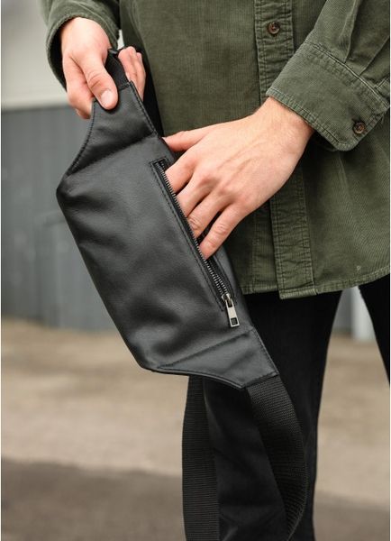 Сумка на пояс бананка шкіряна Sambag Tirso Noir Dark чорний 81119001m фото