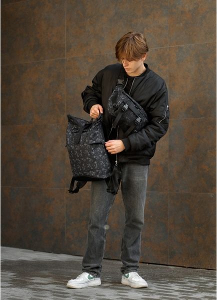 Большая мужская поясная сумка бананка Sambag DynamicDart черный принт 80411702m фото