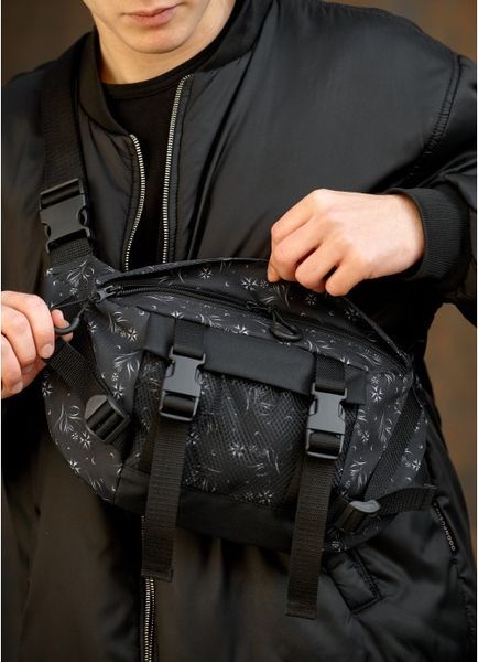 Большая мужская поясная сумка бананка Sambag DynamicDart черный принт 80411702m фото