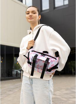 Велика жіноча поясна сумка бананка Sambag DynamicDart тканева принт "Blush Drop" 80411152 фото