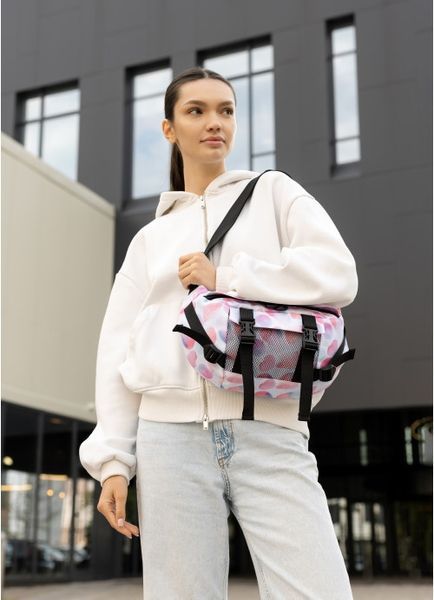 Большая женская поясная сумка бананка Sambag DynamicDart тканевая принт "Blush Drop" 80411152 фото