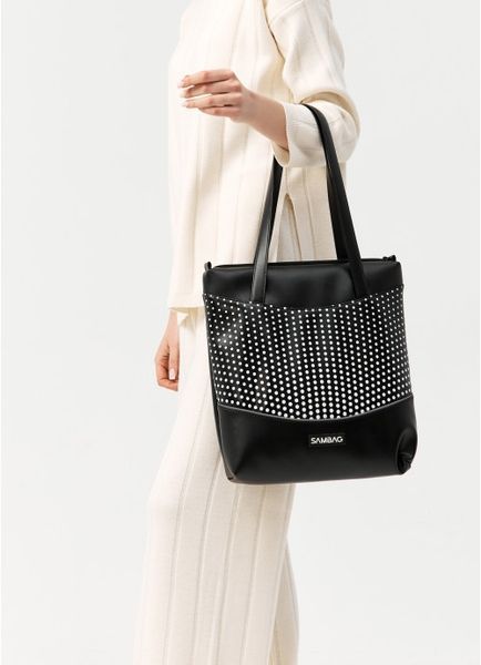 Сумка Sambag Shoper&nbsp;NOVA чорна з принтом "Dots" 93140301 фото