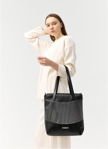 Сумка Sambag Shoper&nbsp;NOVA чорна з принтом "Dots" 93140301 фото