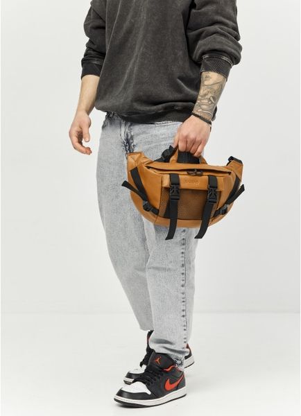 Велика шкіряна чоловіча поясна сумка бананка Sambag DynamicDart руда 80411121m фото