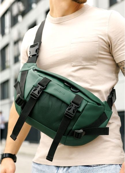 Большая мужская поясная сумка бананка Sambag DynamicDart зеленая 80411007m фото