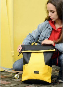 Рюкзак ролл Sambag RollTop MQN Черный с желтым 24320628 фото