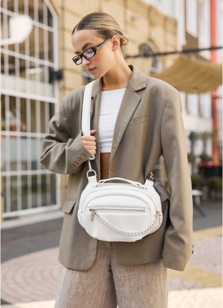 Сумка через плечо женская бананка Sambag Pure белая 85515008 фото