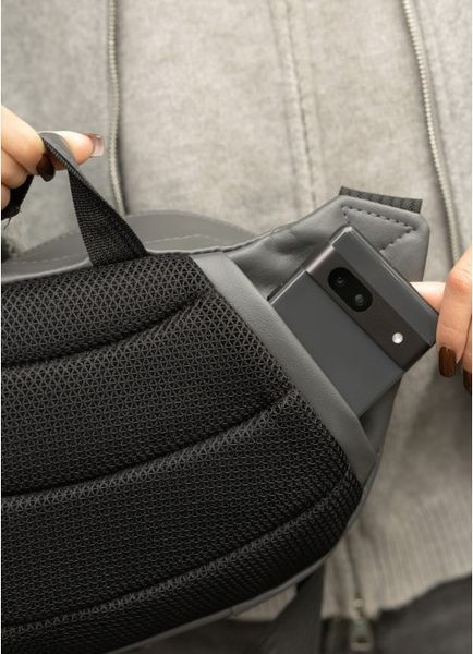 Большая женская поясная сумка бананка Sambag DynamicDart графитовая 80411009 фото