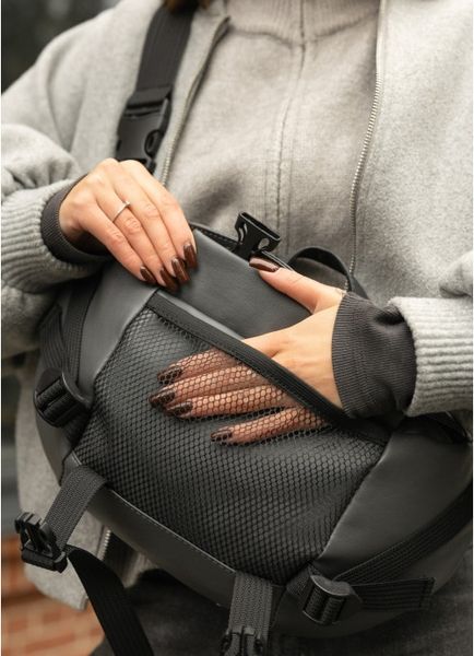 Большая женская поясная сумка бананка Sambag DynamicDart графитовая 80411009 фото