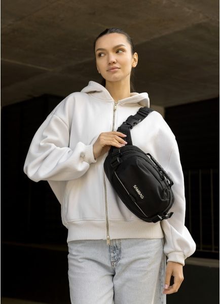 Женская сумка через плечо бананка Sambag Flex Pro черная 85451065 фото