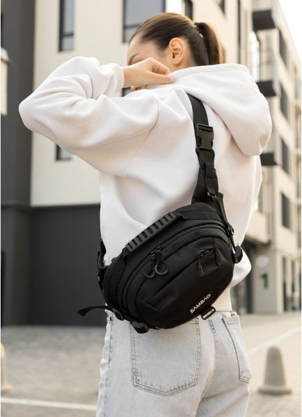 Женская сумка через плечо бананка Sambag Flex Pro черная 85451065 фото