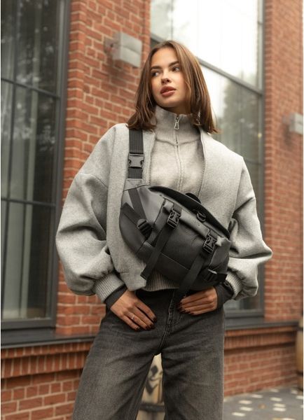 Большая женская поясная сумка бананка Sambag DynamicDart графитовая 80411009 фото