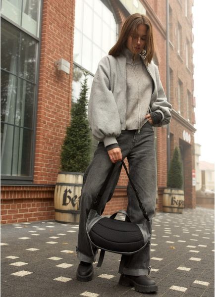 Большая женская поясная сумка бананка Sambag DynamicDart графитовая 80411009 фото