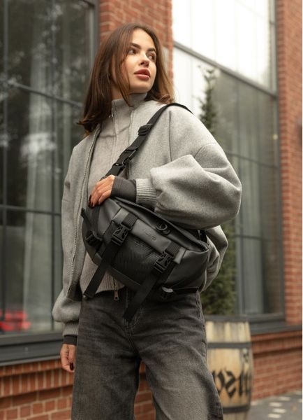 Большая женская поясная сумка бананка Sambag DynamicDart графитовая 80411009 фото