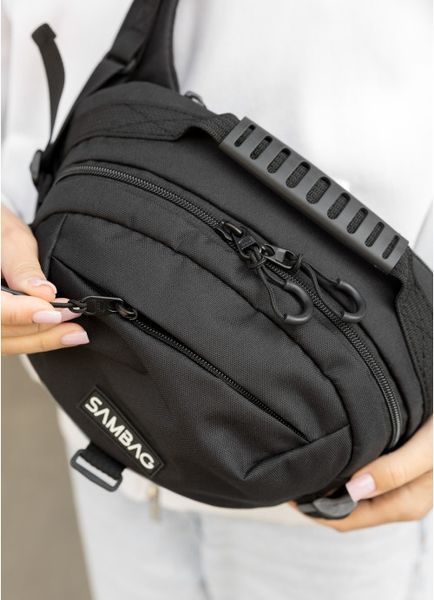 Женская сумка через плечо бананка Sambag Flex Pro черная 85451065 фото