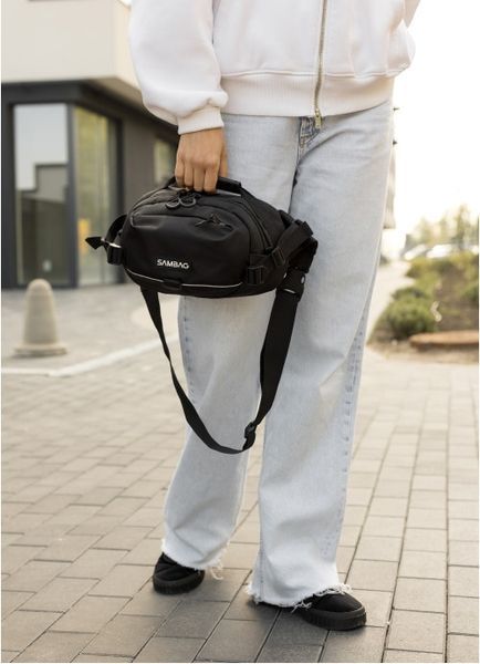 Женская сумка через плечо бананка Sambag Flex Pro черная 85451065 фото