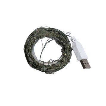Гирлянда Роса от USB 10 м, 100 LED, капли, зеленый провод, желтое свечение USB100L10MGY фото