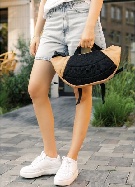 Большая женская поясная сумка бананка Sambag DynamicDart бежевая 80411026 фото