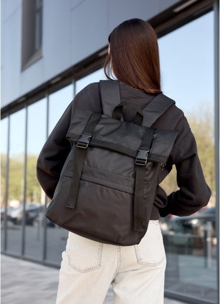 Жіночий рюкзак ролл Sambag RollTop Milton чорний тканевий 24211065 фото