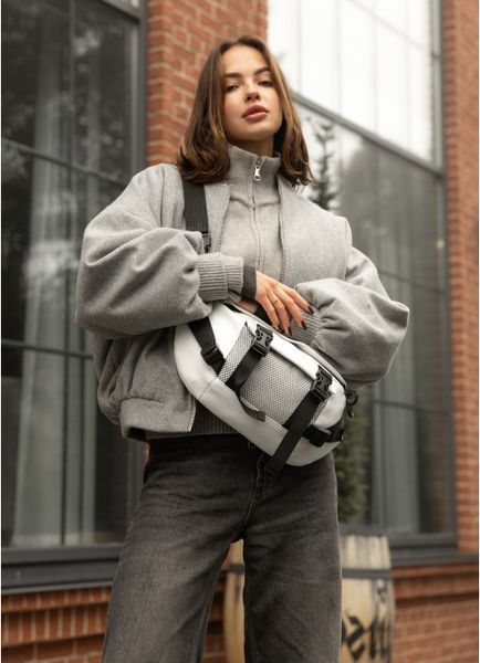 Большая женская поясная сумка бананка Sambag DynamicDart белая 80411008 фото