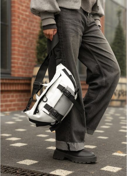 Большая женская поясная сумка бананка Sambag DynamicDart белая 80411008 фото