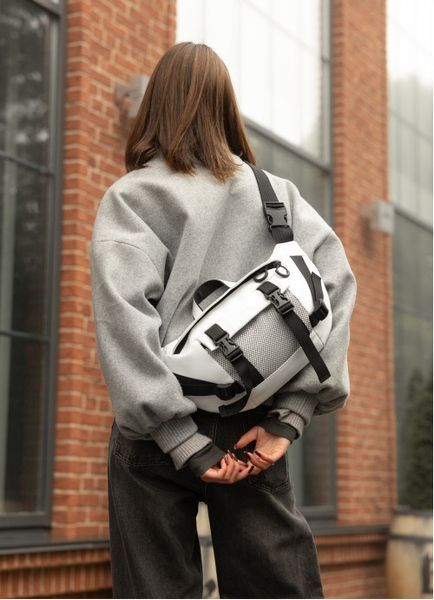 Большая женская поясная сумка бананка Sambag DynamicDart белая 80411008 фото