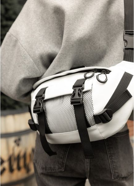 Большая женская поясная сумка бананка Sambag DynamicDart белая 80411008 фото