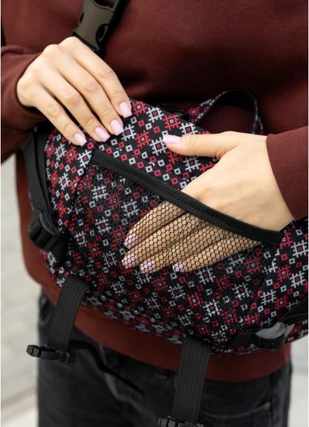 Велика жіноча поясна сумка бананка Sambag DynamicDart чорна тканева принт 80411148 фото