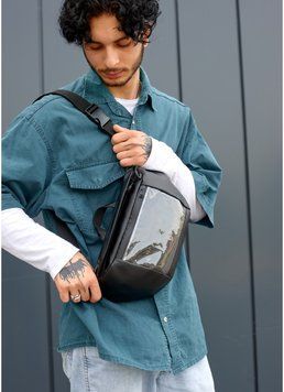 Большая черная мужская поясная сумка бананка Sambag DynamicDart 80461001m фото