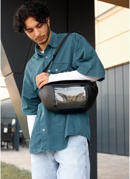 Большая черная мужская поясная сумка бананка Sambag DynamicDart 80461001m фото
