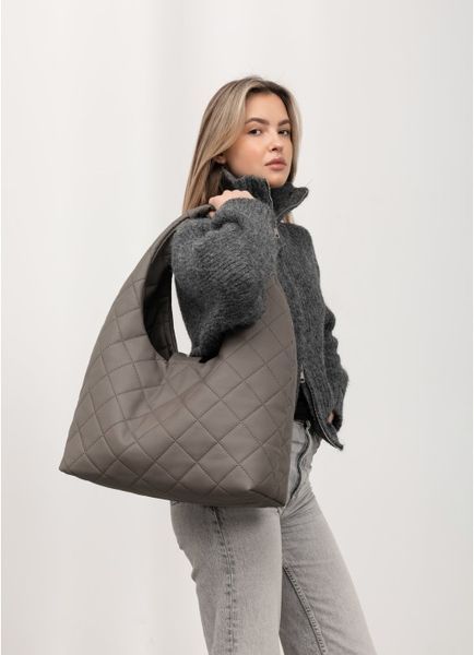 Жіноча сумка Sambag HOBO L сіра строчена 53300039 фото