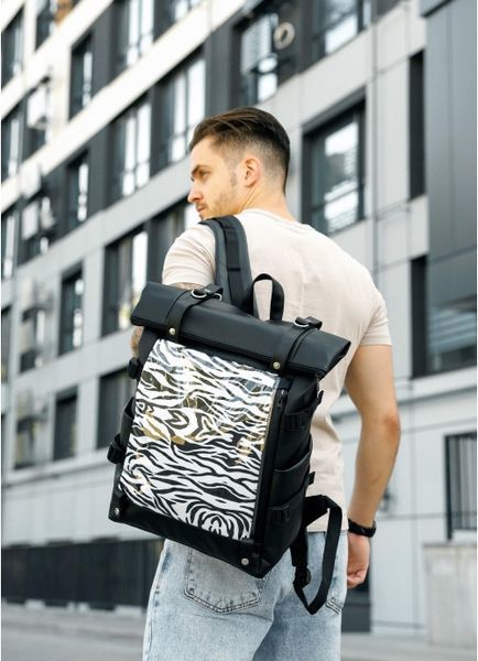 Чоловічий рюкзак Sambag RollTop Hacking чорний принт "Zebra" 24460146m фото