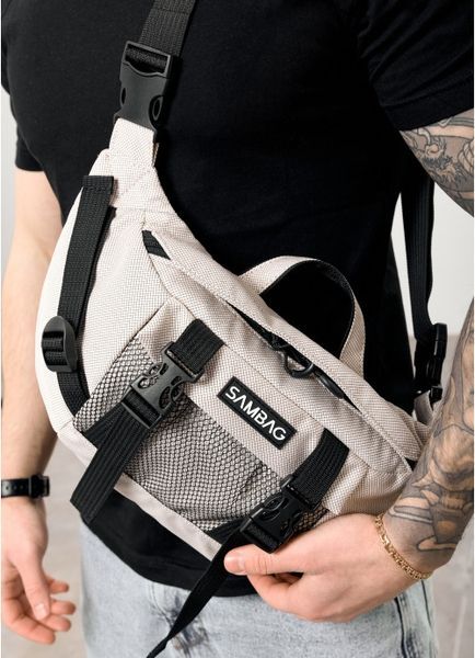 Большая мужская поясная сумка бананка Sambag DynamicDart серый шелк 80411530m фото