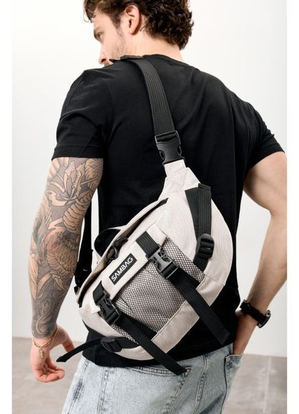Большая мужская поясная сумка бананка Sambag DynamicDart серый шелк 80411530m фото
