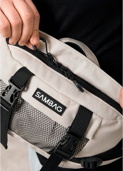Большая мужская поясная сумка бананка Sambag DynamicDart серый шелк 80411530m фото