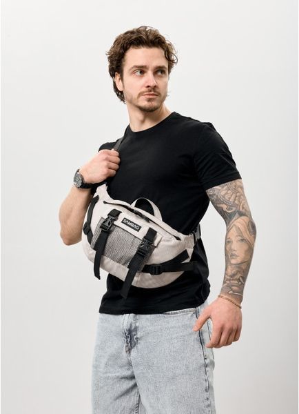Большая мужская поясная сумка бананка Sambag DynamicDart серый шелк 80411530m фото