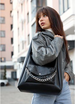 Жіноча сумка Sambag HOBO Bliss чорна крокодил 53453070 фото